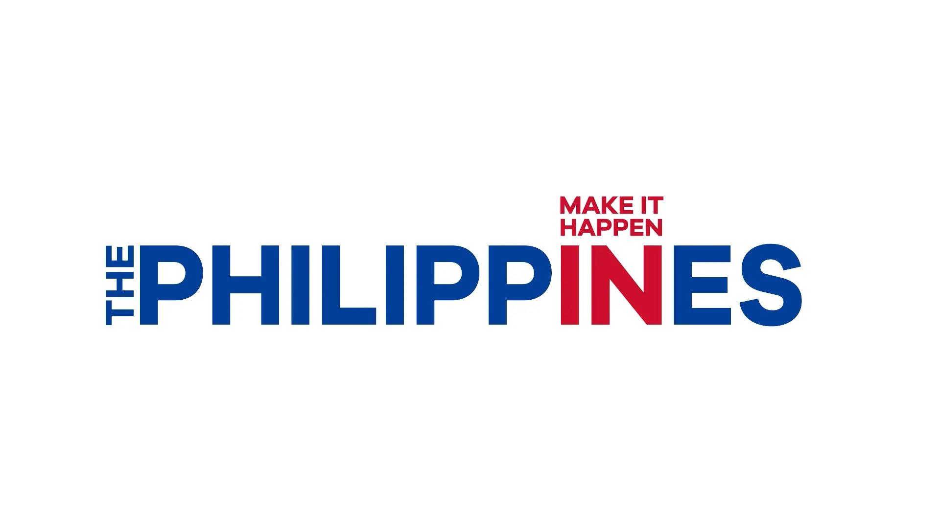 The logo for the "Make it Happen in the Philippines" investment campaign. The text is in bold blue and red, with "Make it Happen" positioned above the word "Philippines".